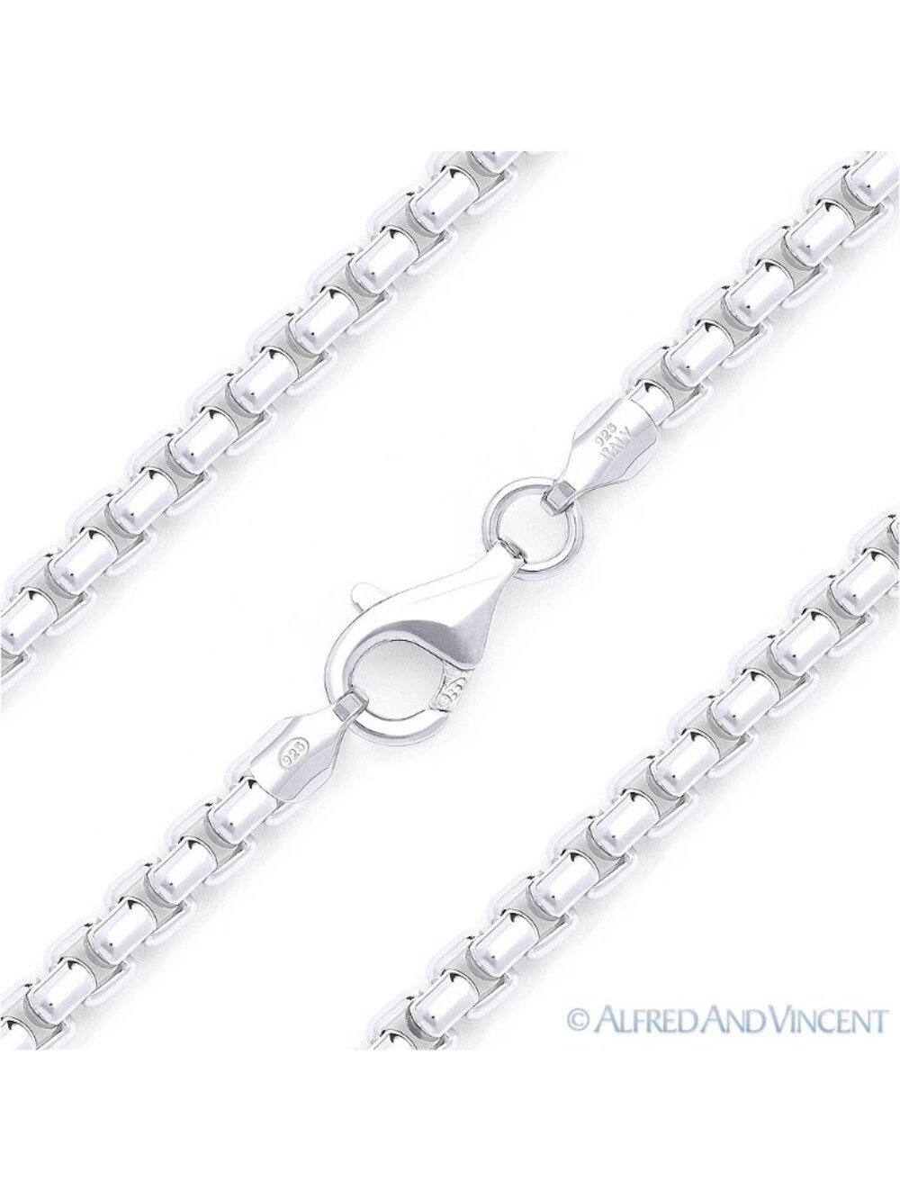 5mm Rounded Mirror-Box Link Italian Chain Necklace in .925 Sterling Silver 30"